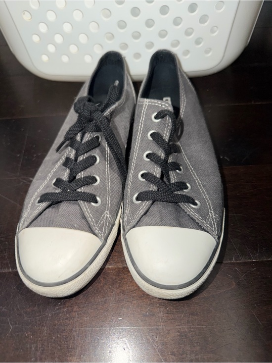 Converse All Stars Shoes - Kids Low-Top Canvas Sneakers in Gray with Black Laces